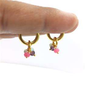 Pendientes de aro colgantes con múltiples gemas para venta al por mayor, pendientes de aro con gemas colgantes de diseño moderno - Product Image 6