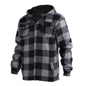 Boomletcorp Custom Casual Hooded Winter Fleece <b>Jacket</b> Men Oversized <b>Flannel</b> Plaid Regular Sleeve Canvas Fabric Zipper Quick Dry - Product Image 6