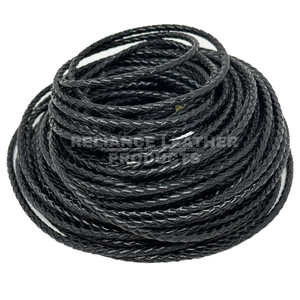 High Quality 3mm Braided Leather Rope <b>Black</b> Shine Genuine Cowhide for Jewelry and DIY Craft Projects Professional Use - Product Image 3