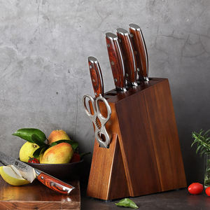 Bloc à couteaux en bois d'acacia écologique, capacité 7 pièces, organisateur de couverts durable pour comptoir de cuisine - Product Image 6
