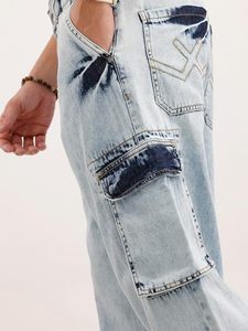 Jean décontracté pour homme en denim 100 % coton, coupe ample et large, taille mi-haute, délavage clair, écoresponsable, avec poches, confort tout au long de la journée - Product Image 5