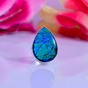 Bague en opale triple australienne en argent sterling 925, bijoux en opale triple australienne, cadeau pour mariage, anniversaire - Product Image 1