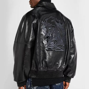 Custom <b>Genuine</b> <b>Leather</b> Windproof Motorcycle Biker <b>Jacket</b> for <b>Men</b> Vintage Slim Fit Winter Riding Coat with Front Logo Options - Product Image 4