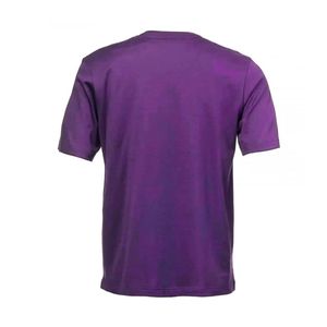 T-shirt à col rond violet avec détail de panneau horizontal sur la poitrine - Tissu doux de qualité supérieure, streetwear décontracté d'été - Product Image 2