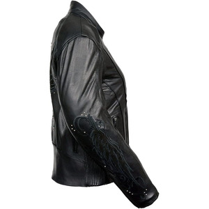 แจ็คเก็ตหนังสีดำพรีเมียมสำหรับผู้หญิง SAMROZ SPORTS สไตล์ไบค์เกอร์ลำลอง - Product Image 2