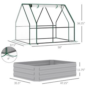 Bac de jardin surélevé avec fenêtre enroulable et couvercle en plastique transparent, jardinière en acier, serre - pour l'entretien des plantes en extérieur - Product Image 3