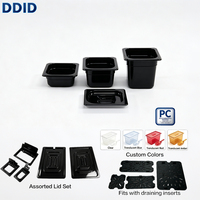 Peralatan Dapur Komersial Restoran Hotel, Wadah Gastronorm Plastik Hitam Tahan Suhu Tinggi PC 1/6 Gn Pan