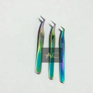 Multi colores profesional ruso volumen L tipo bota pinzas logotipo personalizado sólido Acero inoxidable estrellas agarre pinzas para pestañas - Product Image 2