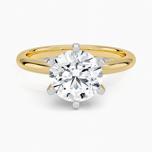 Bague de fiançailles solitaire en moissanite ronde en or rose de luxe, élégante et classique, bijoux fins - Product Image 1