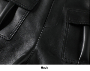 Shorts en cuir décontractés pour femmes, couleur unie, taille mi-haute, respirants, imperméables, avec cordon de serrage, personnalisables en couleur – Vente en gros - Product Image 5