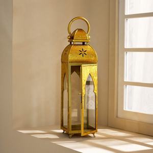 Candelabro Moderno de Metal Dorado Estilo Marroquí 2025 para Suelo y Mesa, Decoración Navideña para el Hogar, Diseño Cuadrado Hecho a Mano - Product Image 1