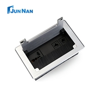 Enchufe de Mesa Abatible de Aleación de Aluminio, Enchufe Oculto, Toma de Corriente Multimedia para Escritorio, 1 Toma de Corriente Alterna, 2 Puertos de Red para Oficina