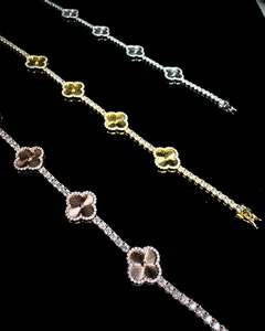 Luxury Women's 925 Silver 18K Gold Plated Rhodium Plated Moissanite Flower Chain <b>Bracelet</b> Trendy Everyday Wear Jewelry - Product Image 3