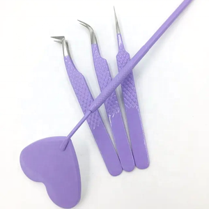 Pinzas para Pestañas DANTRIC IMPLANTS de Acero Inoxidable Morado con Punta Lisa, Mango en Forma de Corazón, Herramientas de Precisión para Aplicación de Cejas - Product Image 3