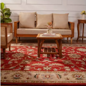 Hermosa alfombra roja de lana hecha a mano con diseño tradicional de alta calidad, ecológica, para sala de estar, habitaciones infantiles, hoteles y oficinas. - Product Image 1