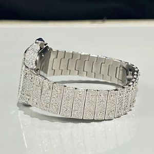 Reloj de Lujo para Hombre con Diamantes, Caja Cuadrada Plateada/Moissanita, Pantalla Analógica, Números Romanos, Cristal de Zafiro, Cierre Oculto, Cuarzo - Product Image 4