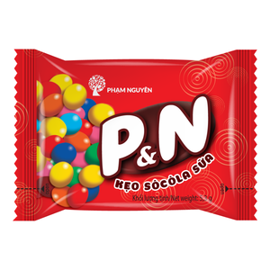 ลูกอมแข็งหลากสี รสหวาน ไส้ช็อกโกแลตนม P&N - ขนมหวานยอดนิยมจากเวียดนาม - Product Image 1