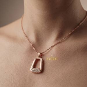 Collier pendentif diamant géométrique plaqué or rose, argent sterling 925, bijoux de luxe pour femmes, fiançailles, mariage, anniversaire - Product Image 4