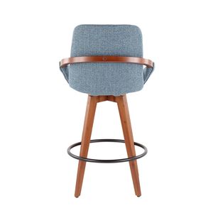 Sgabello da Bar Cosmo Stile Mid-Century in Noce e Tessuto Blu Noise, Collezione Sgabelli da Bar - Product Image 4