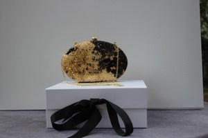 Handmade Black & Gold Clutch <b>Bag</b> Mica Flakes Resin Evening <b>Bag</b> - Product Image 4