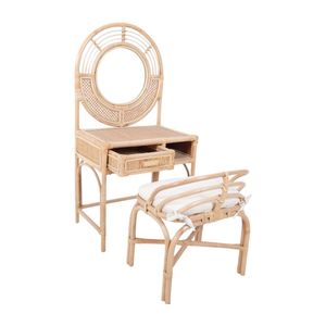 High Quality Rattan <b>Dressing</b> <b>Table</b> with Mirror <b>Kids</b> Factory Price Chic Woven Vanity Set Cheap Sale - Product Image 1