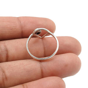 Triangle Art Deco Band <b>Ring</b> Comes With Round Cut <b>Garnet</b> Gemstone Made From Solid 925 Sterling <b>Silver</b> Bohemian Jewelry For Girls - Product Image 4