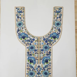 Designer Embroidered <b>Sew</b>-<b>On</b> Neck <b>Patches</b> | Fancy Orgenza Neckline Applique for Women's Apparel - Product Image 1