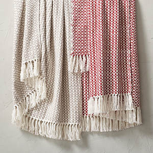Manta decorativa tejida 100% algodón estilo bohemio con borlas para sofá y cama - Product Image 4