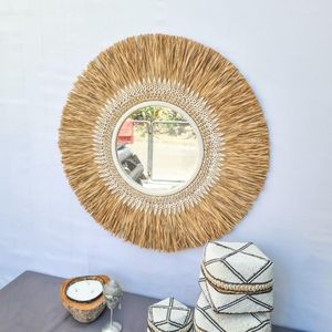 Decorative Rustic Round Rattan Frame Wall <b>Mirror</b> Premium Quality for Home Interior Design Wholesale Handmade <b>Mirror</b> Indonesia - Product Image 4