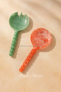 ชุดอุปกรณ์สลัดเรซิ่นทำมือสุดหรู เป็นมิตรกับสิ่งแวดล้อม ลายกระดองเต่า ทนทาน ประกอบด้วยส้อมและช้อนสำหรับรับประทานอาหารในครัว - Product Image 5