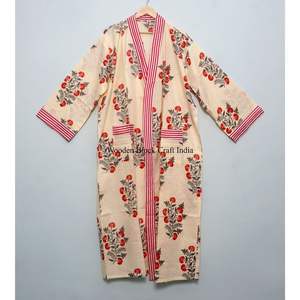 Bata Kimono de Algodón con Estampado Floral para Mujer, Cómoda para Dormir, Descansar y Vivir Relajadamente en Casa - Product Image 3
