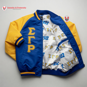 เสื้อแจ็คเก็ตปักลายตัวอักษรกรีก Sigma Gamma Rho Sorority สำหรับผู้หญิงและผู้ชาย  แบบหนา  ทำจากขนสัตว์เป็นมิตรกับสิ่งแวดล้อม |   แฟชั่นใหม่ - Product Image 1