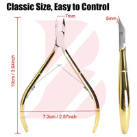 Lot de 4 pinces à cuticules professionnelles plaquées or, en acier inoxydable de haute précision, avec poignée ergonomique, personnalisables – Vente en gros