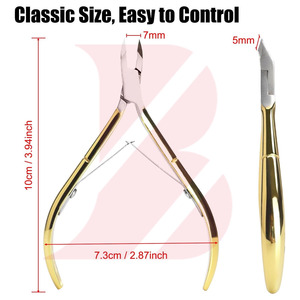 ชุดอุปกรณ์ตัดหนังกำพร้าแบบมืออาชีพ ชุบทอง 4 ชิ้น ขายส่ง, ที่ตัดเล็บสแตนเลสความแม่นยำสูง บริการ OEM อุปกรณ์สำหรับร้านเสริมสวย - Product Image 5