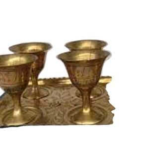 Antique Brass Wine Goblet Handmade Engraved Chalice Vintage Metal Drinking Cup Barware Wedding Gift Elegant Decorative <b>Drinkware</b> - Product Image 1