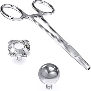 Stainless Steel 5 Inch Dermal Anchor Forceps <b>with</b> 3mm Holding Tip for Professional Jewelry Setting and Body Jewelry Installation - Product Image 1