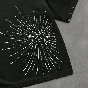 T-shirt personnalisé pour homme en coton 100% avec strass, motif, col rond, décontracté, manches courtes, ample, respirant, de qualité supérieure - Product Image 2