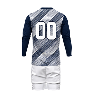 Uniforme de volley-ball sublimé bleu marine et blanc pour hommes, maillot à manches longues et short, vêtements de sport performants pour la compétition d'équipe - Product Image 3