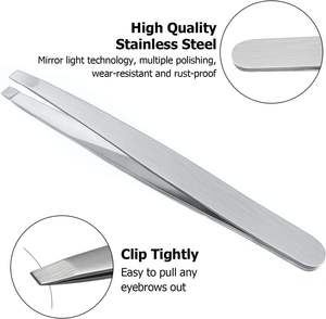 Juego de 9 Pinzas para Cejas de Acero Inoxidable de Lujo, Ecológicas, con Punta Curva Inclinada, para Hombres y Mujeres - Product Image 1