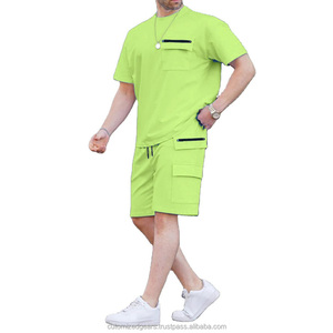 Conjunto de Verano para Hombre de 2 Piezas, Camiseta de Manga Corta Informal y Pantalones Cortos con Múltiples Bolsillos, Ropa Deportiva Urbana - Product Image 6
