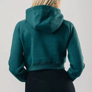 Sudadera clásica con capucha corta para mujer, de felpa suave, top corto con capucha para mujer, manga larga, ropa informal de calle, ropa de gimnasio, a la moda. - Product Image 5