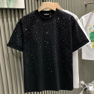 Nueva Camiseta Casual Oversize de Manga Corta con Cuello Redondo y Estampado de Puntos Brillantes para Hombre 2026, Camiseta con Cuello Redondo y Patrón de Puntos de Diamantes de Imitación - Product Image 5