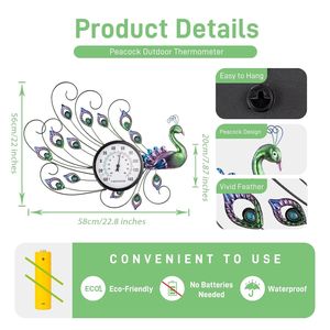 Termometro da Parete per Esterni con Indicatore di Umidità, Facile da Leggere, Decorativo per Interni ed Esterni, per Patio e Giardino - Product Image 4