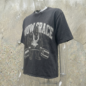 T-shirts vintage 100% coton délavés à l'acide, col rond, streetwear, manches courtes, logo imprimé, respirants, en jersey tricoté - Product Image 5