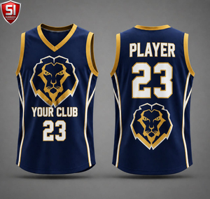 Maillot de basket personnalisé imprimé par sublimation en polyester maillé sans manches col en V uniforme d'équipe séchage rapide unisexe - Product Image 1