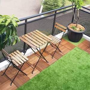 Kanhome ชุดบิสโทรไม้อะคาเซียกลางแจ้งโต๊ะเก้าอี้สวนพับได้ทันสมัยสำหรับห้องครัวห้องรับประทานอาหาร - Product Image 2