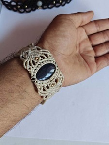 Handmade Beige Macrame Labradorite <b>Gold</b> Plated <b>Bracelet</b> <b>Adjustable</b> Flash Stone Boho Healing Ethnic Statement Jewelry Wholesale - Product Image 2