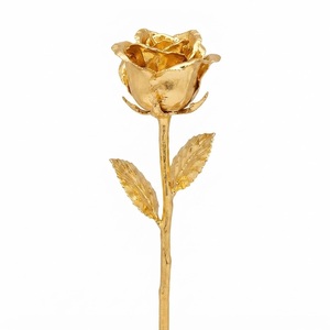 Wholesale 24k Gold Rose Plated Real Flower Preserved Long Stem Golden Rose with Luxury <b>Gift</b> <b>Box</b> for <b>Valentines</b> Day Wedding - Product Image 1