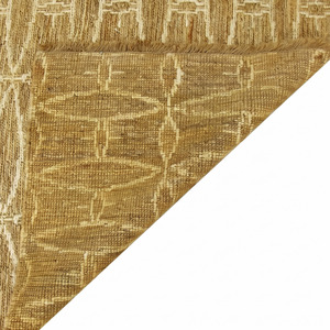 Tapis géométrique Ocre Or Ivoire, tufté à la main, écologique, antidérapant, à poils moyens, motif losanges entrelacés, avec franges pour - Product Image 5