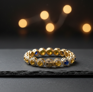 Brazalete de Plata de Ley 925 con Incrustaciones de Circonitas Cúbicas Multicolores, Bañado en Oro de 18K, con Piedras Redondas, 15 Gramos, Diseño para Mujer - Product Image 5